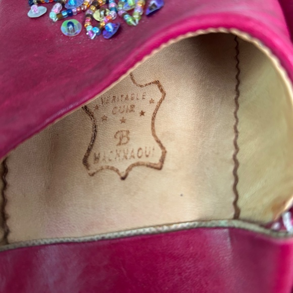 Handmade Leather Moroccan Beaded Slippers Women’s Small - Picture 5 of 6